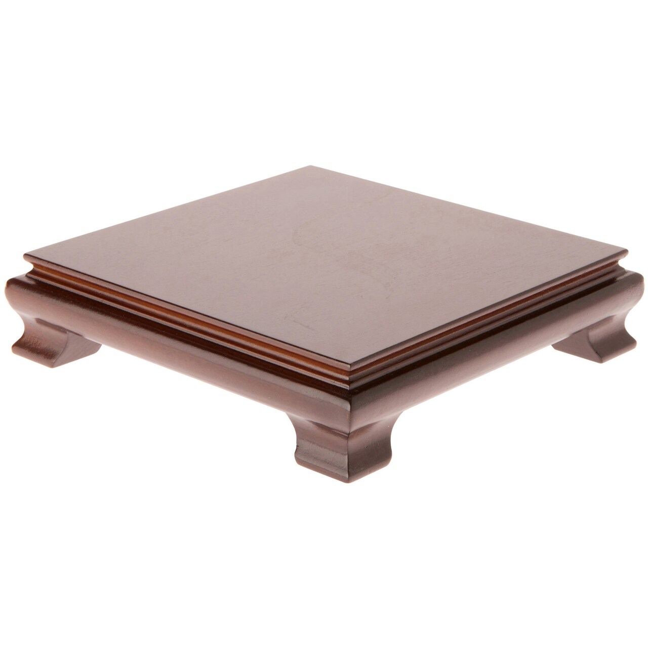 Plymor Walnut Square Wood Veneer Footed Display Base, 8.625" W x 8.625" D x 2" H (8" x 8" Display Area)